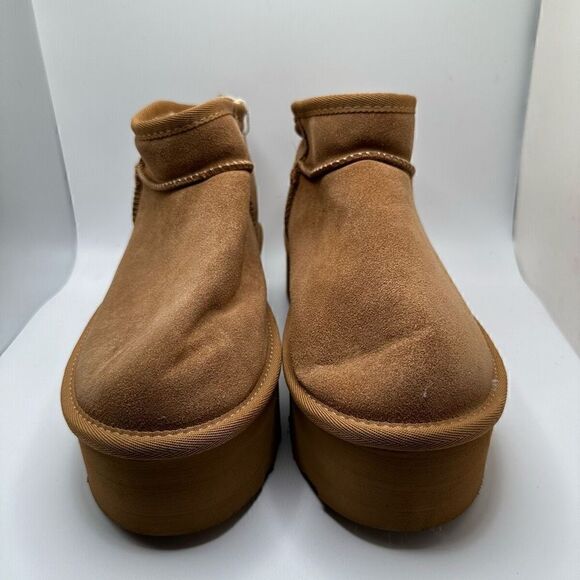 CUSHIONAIRE Women's Genuine Suede pull platform boot +Memory Foam 9 CHESTNUT - Picture 2 of 7